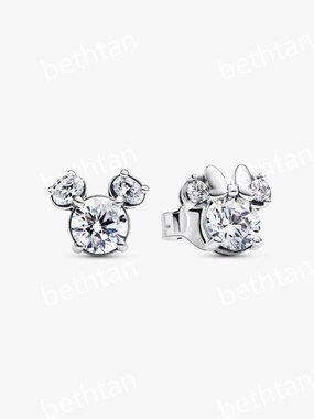 Disney Mickey Mouse & Minnie Mouse Sparkling Stud Earrings